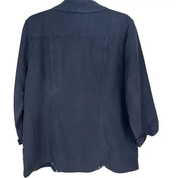 Soft Surroundings Tencel Linen Blend Navy Blue Blazer Jacket Size Large NWT - Picture 7 of 16